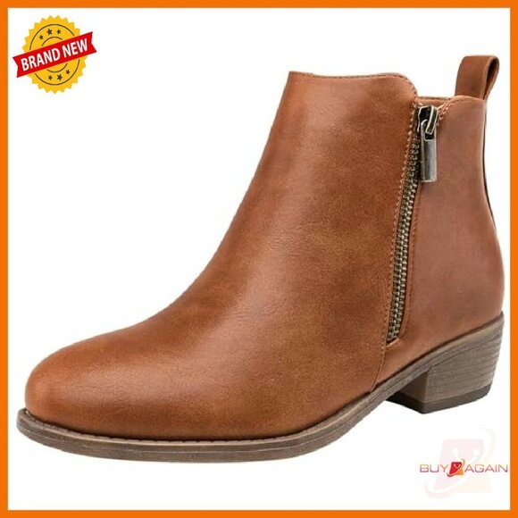 Dakaela Women Low Heel Ankle Boots Wide Width Non-Slip Sole Casual Comfortable Booties